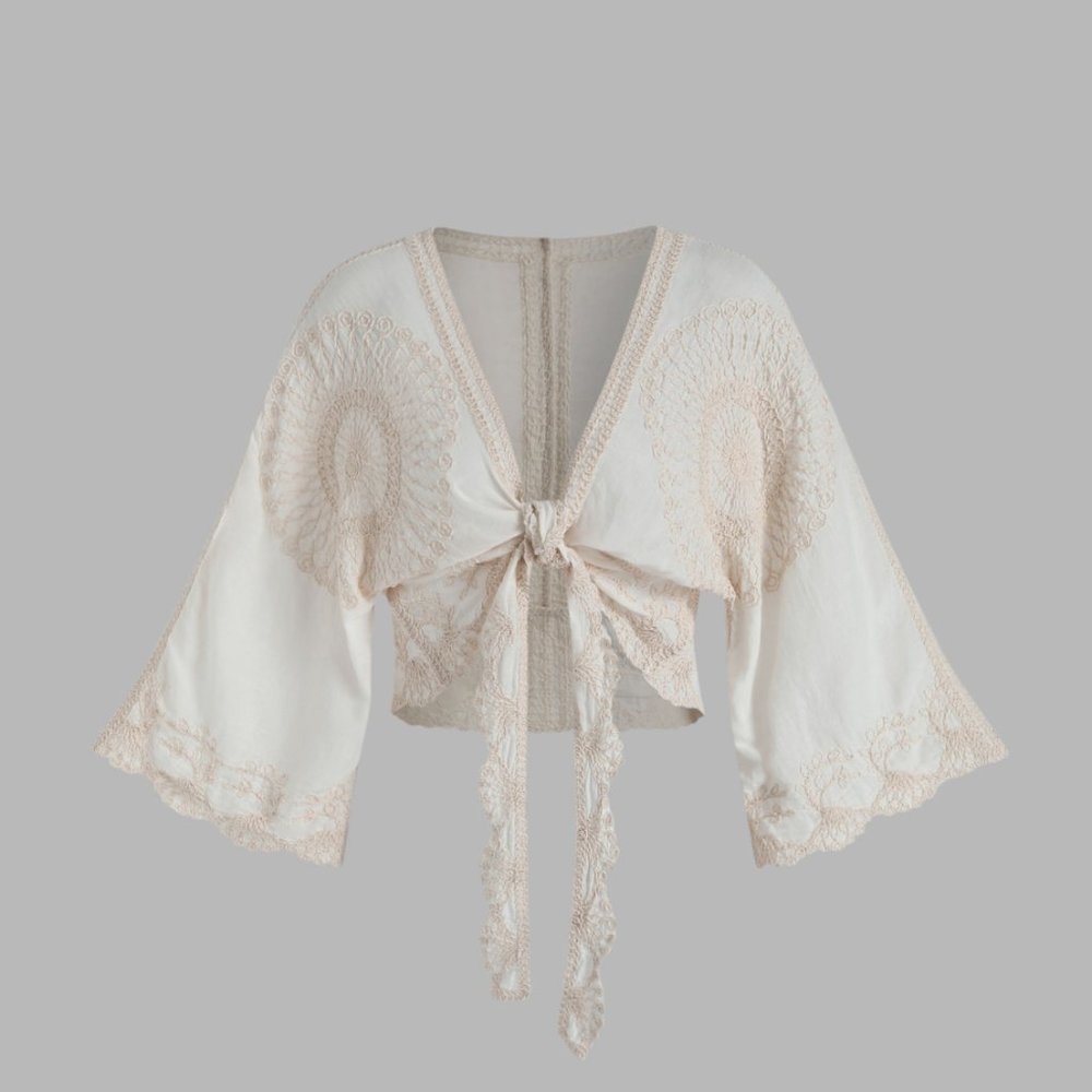 Cider Ivory Embroidered crop top